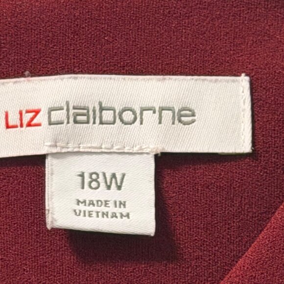 Liz Claiborne 18W Burgundy Dress With Gold Button Accents & 3/4 Sleeves Dress - Picture 2 of 11